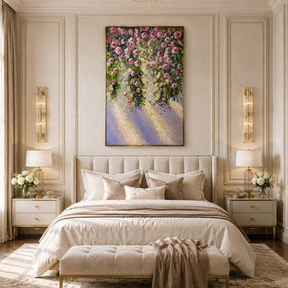 Pink Rose Garden Textured Painting #Kiss 57