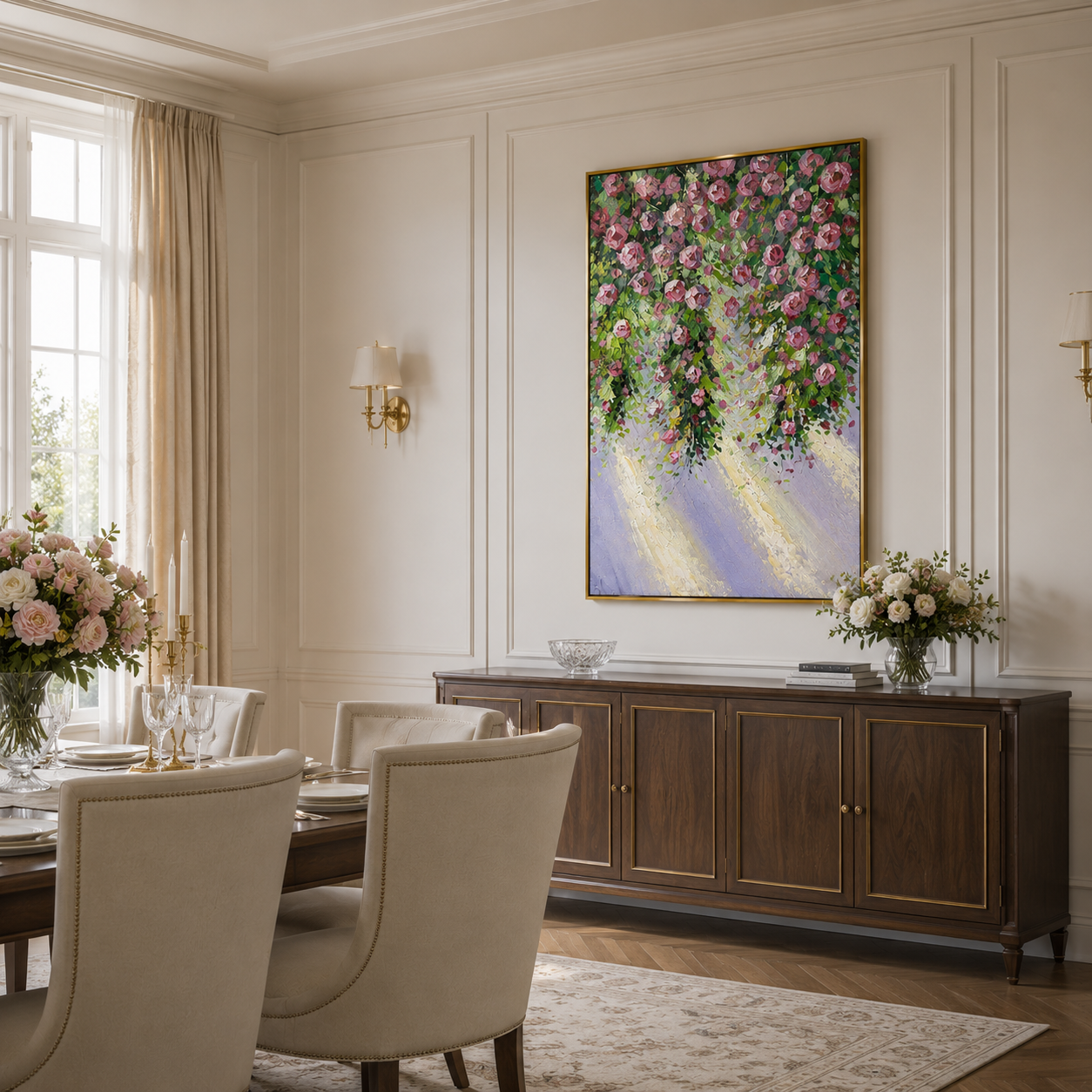 Pink Rose Garden Textured Painting #Kiss 57