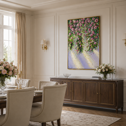 Pink Rose Garden Textured Painting #Kiss 57