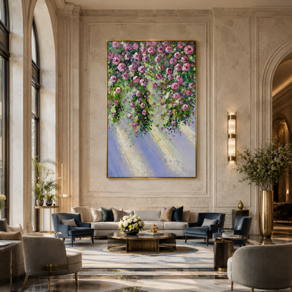 Pink Rose Garden Textured Painting #Kiss 57