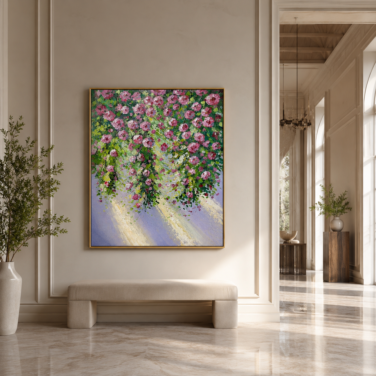 Pink Rose Garden Textured Painting #Kiss 57