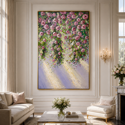 Pink Rose Garden Textured Painting #Kiss 57