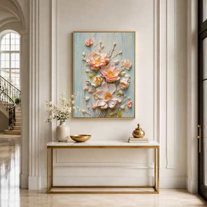 Blush Bloom Relief Painting #Kiss 59