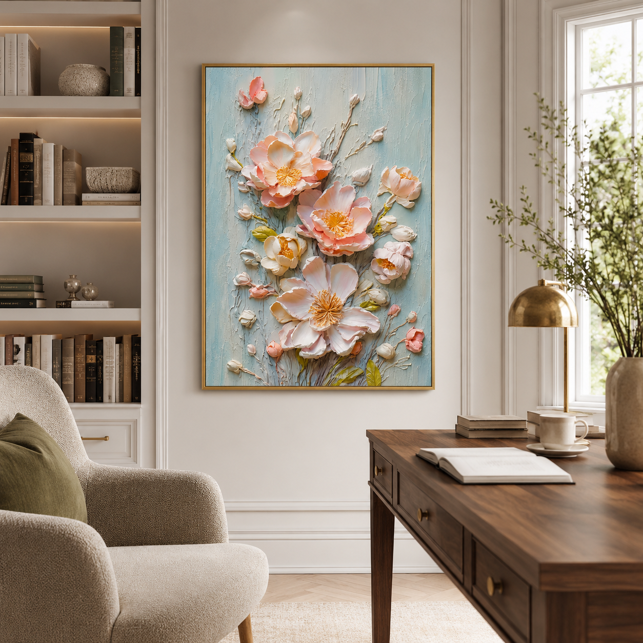 Blush Bloom Relief Painting #Kiss 59