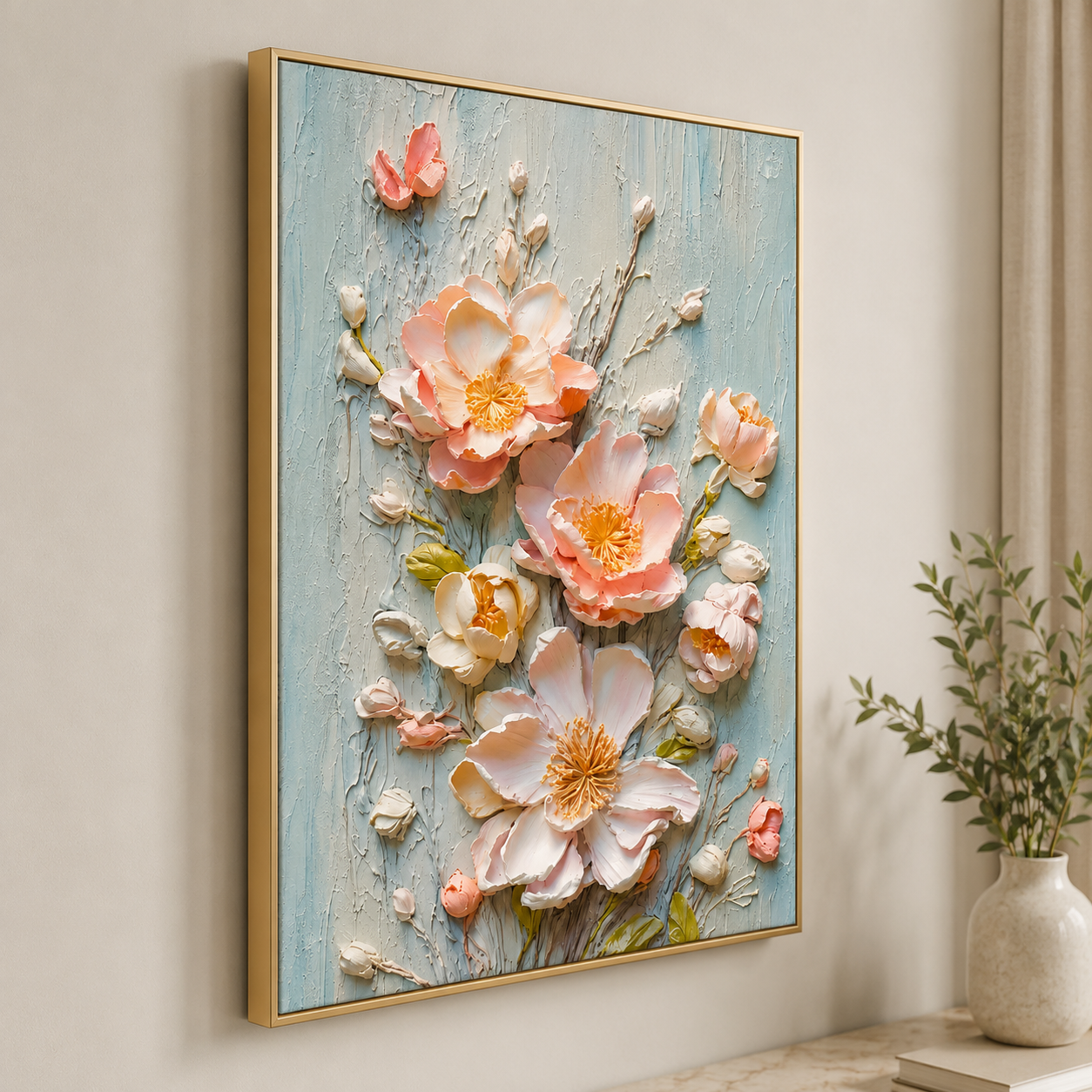 Blush Bloom Relief Painting #Kiss 59