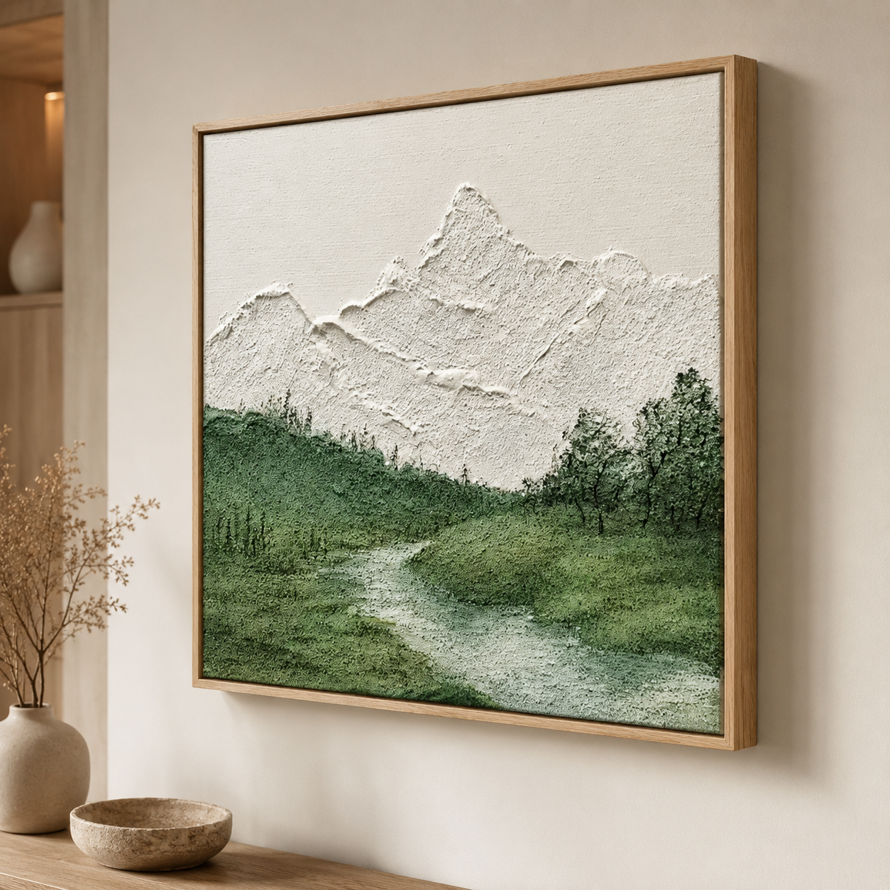Minimalist Mountain Landscape Textured Painting #Kiss 60