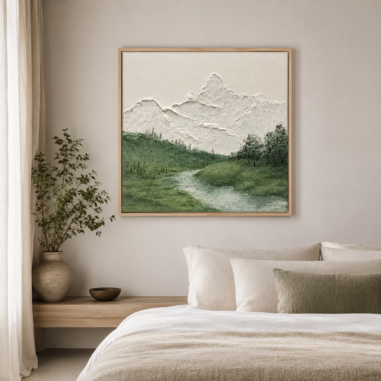 Minimalist Mountain Landscape Textured Painting #Kiss 60
