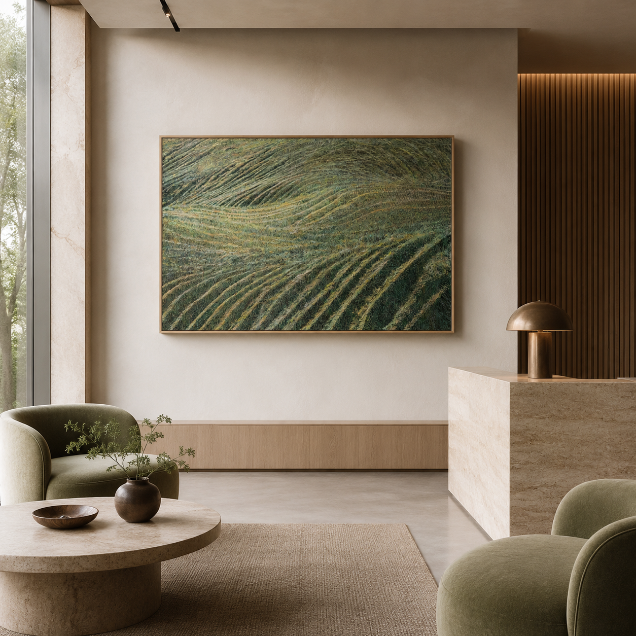 Green Field Abstract Textured Painting #Kiss 64