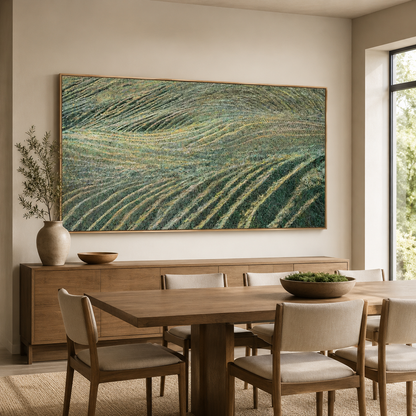 Green Field Abstract Textured Painting #Kiss 64
