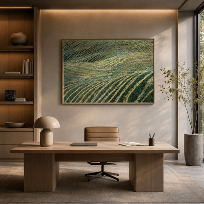 Green Field Abstract Textured Painting #Kiss 64