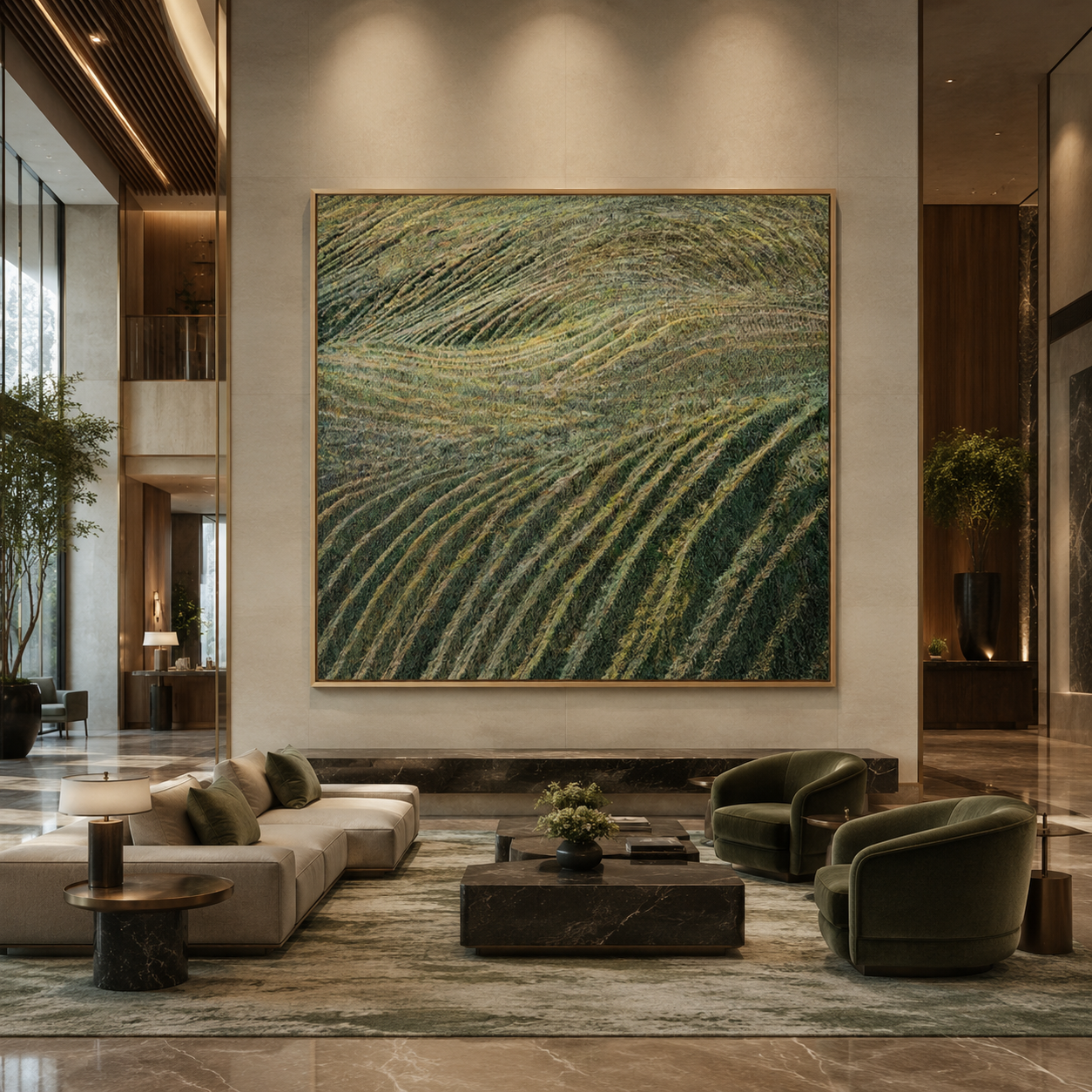 Green Field Abstract Textured Painting #Kiss 64