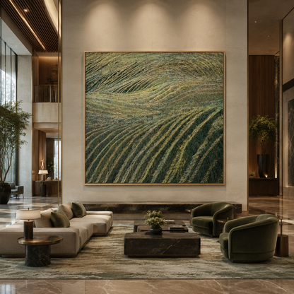 Green Field Abstract Textured Painting #Kiss 64