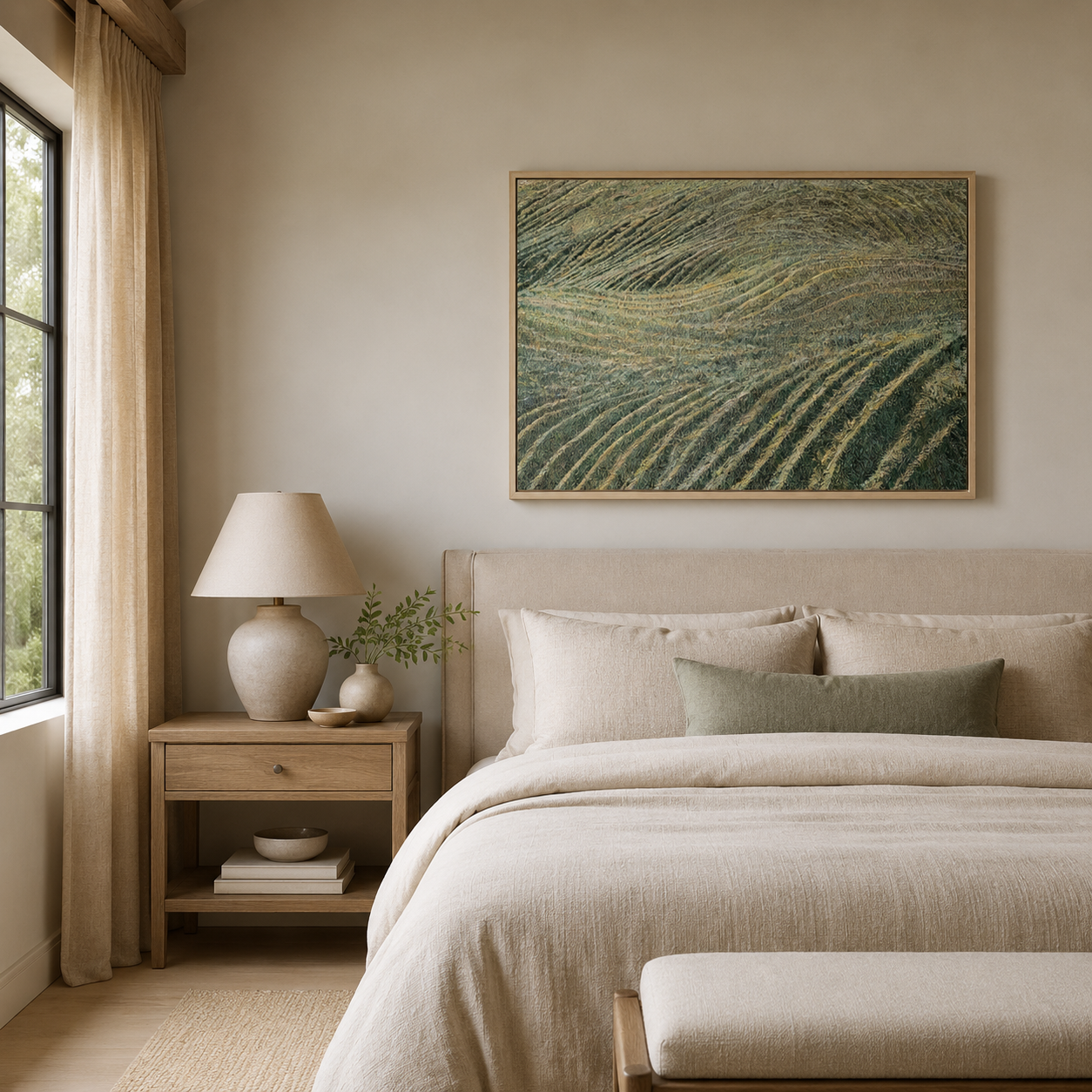 Green Field Abstract Textured Painting #Kiss 64