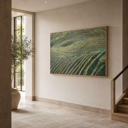 Green Field Abstract Textured Painting #Kiss 64