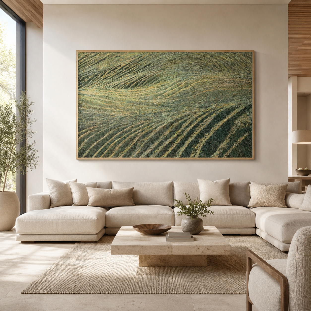 Green Field Abstract Textured Painting #Kiss 64