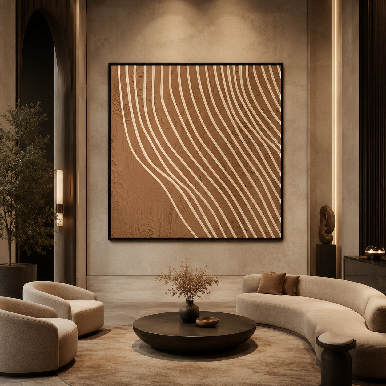 Wavy Line Abstract Textured Painting #Kiss 65