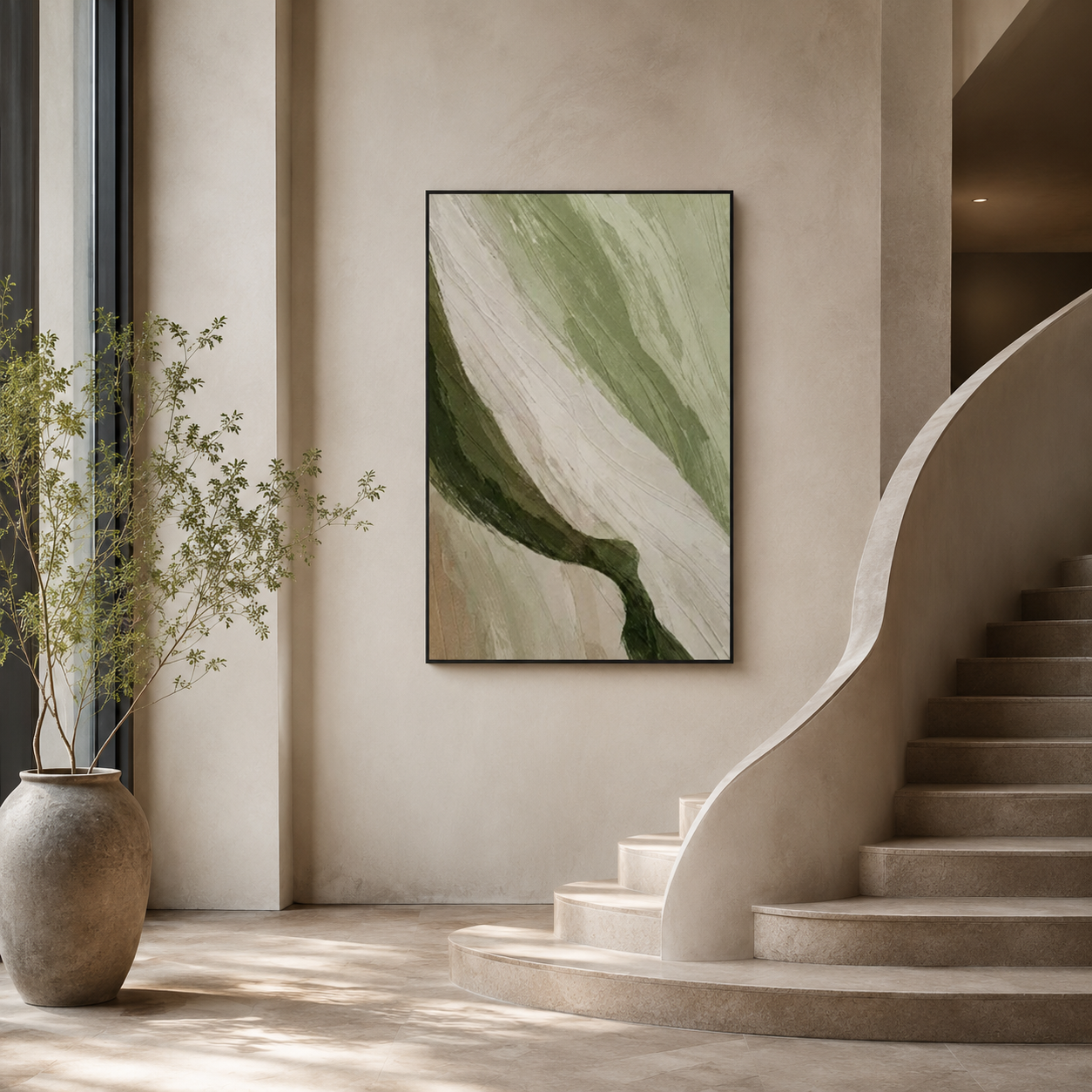Sage Green Flow Textured Painting #Kiss 66