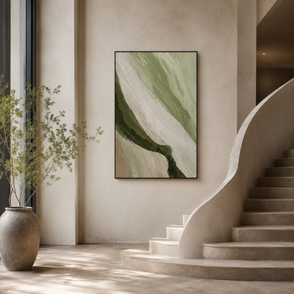 Sage Green Flow Textured Painting #Kiss 66
