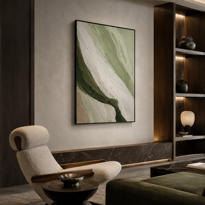 Sage Green Flow Textured Painting #Kiss 66