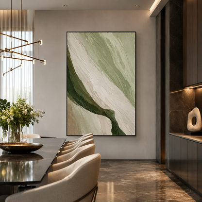 Sage Green Flow Textured Painting #Kiss 66