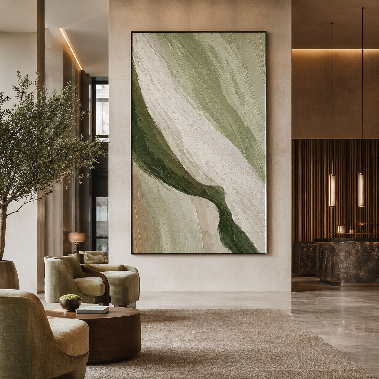 Sage Green Flow Textured Painting #Kiss 66