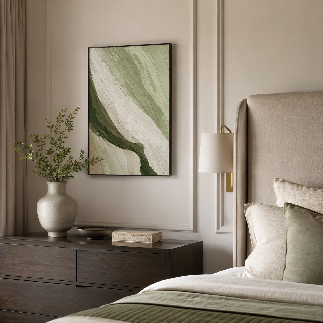 Sage Green Flow Textured Painting #Kiss 66