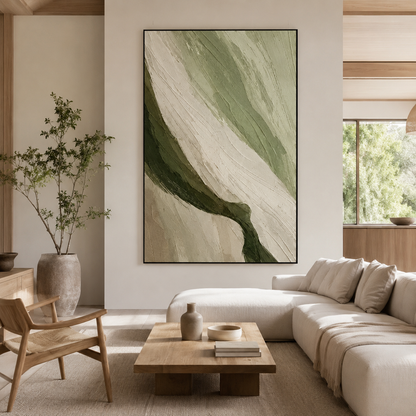 Sage Green Flow Textured Painting #Kiss 66