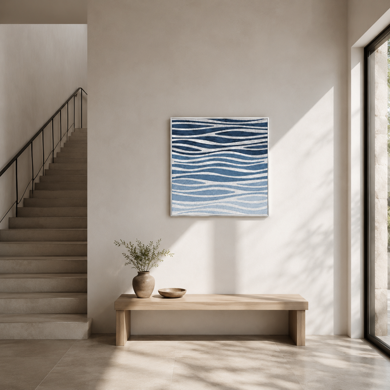 Blue Ripple Abstract Textured Painting #Kiss 67