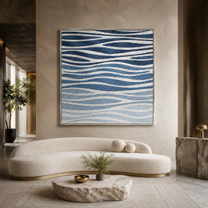 Blue Ripple Abstract Textured Painting #Kiss 67