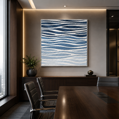 Blue Ripple Abstract Textured Painting #Kiss 67