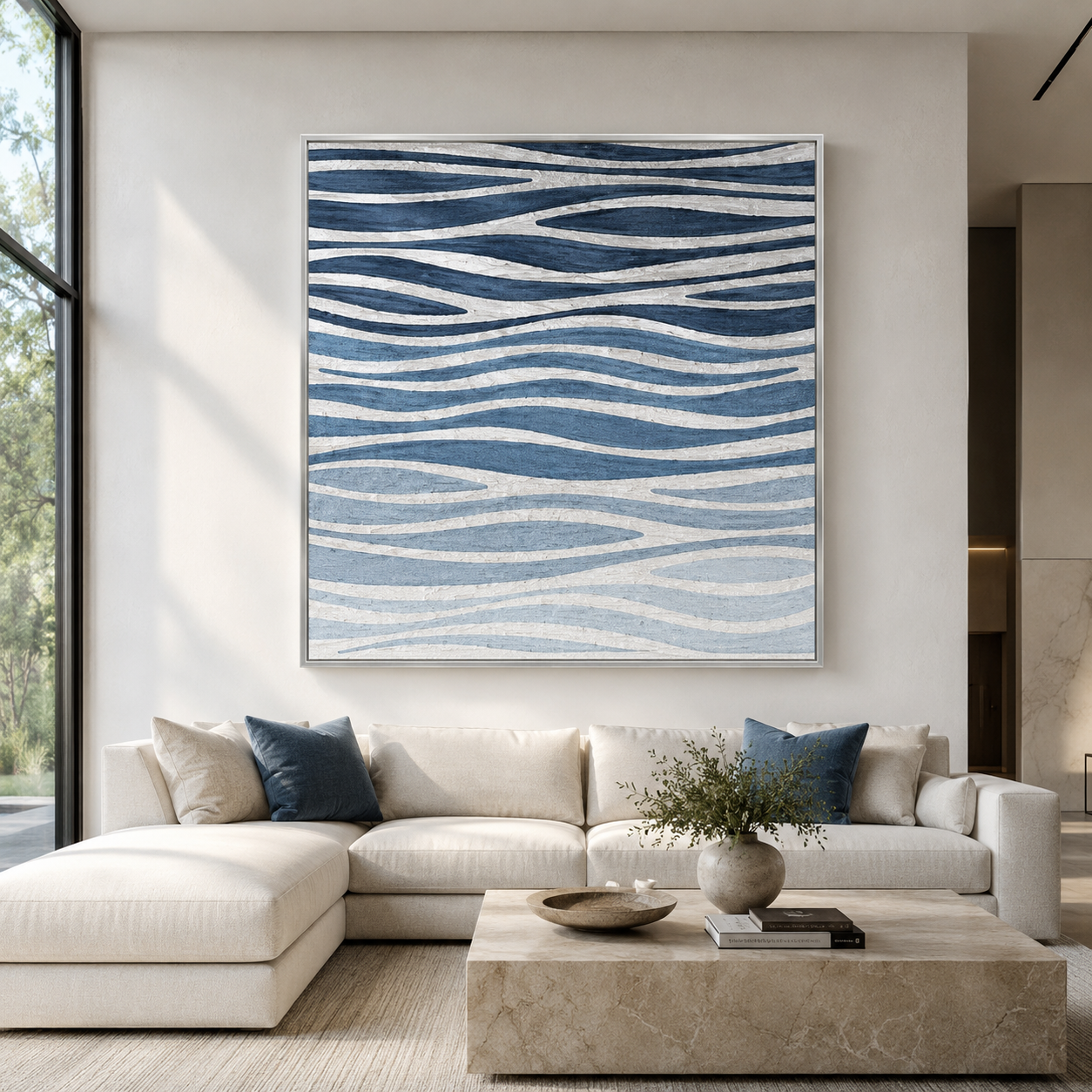 Blue Ripple Abstract Textured Painting #Kiss 67