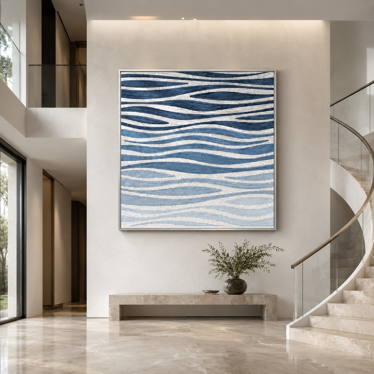 Blue Ripple Abstract Textured Painting #Kiss 67
