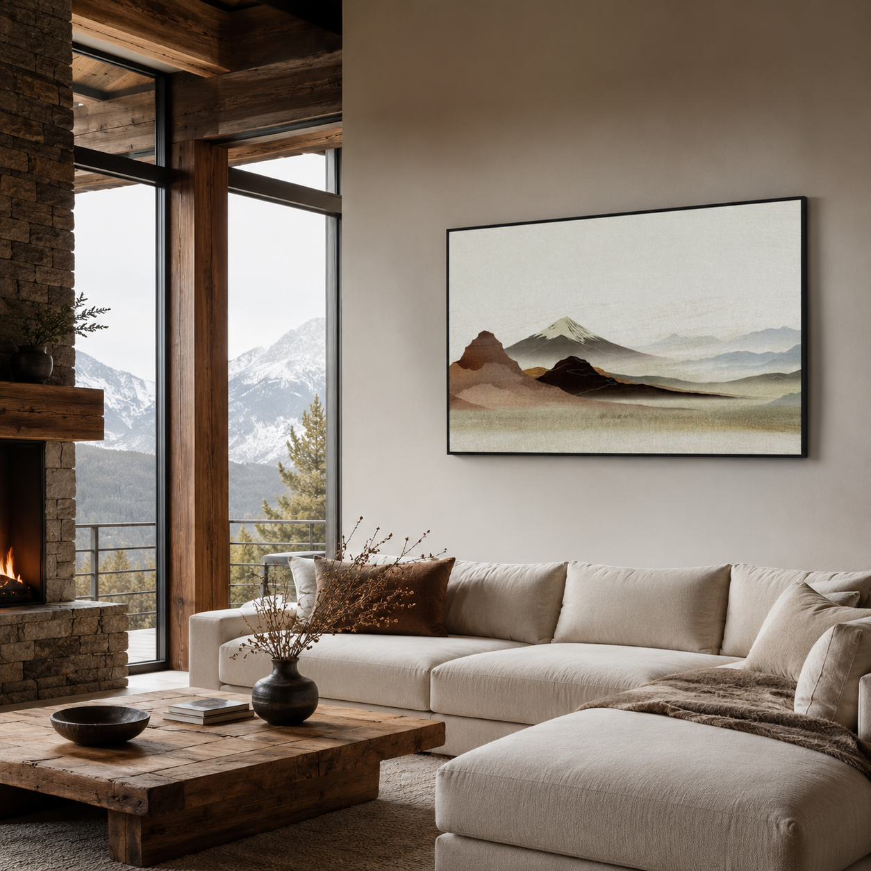 Minimalist Mountain Horizon Painting #Kiss 69