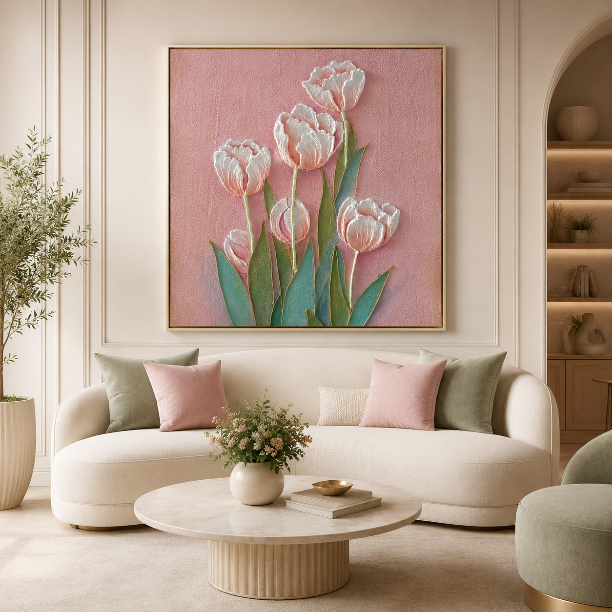 Blush Tulip Relief Painting #Kiss 73