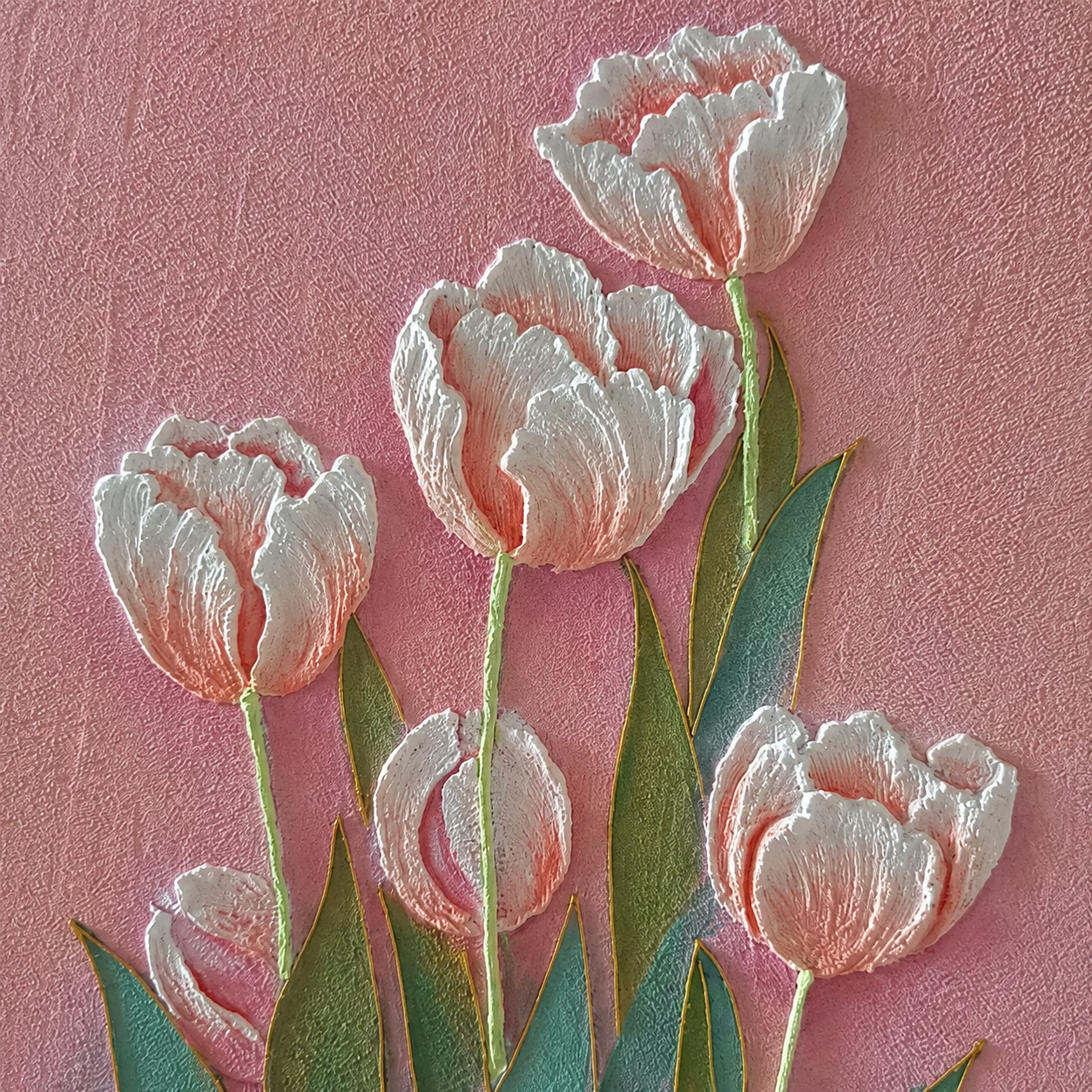 Blush Tulip Relief Painting #Kiss 73