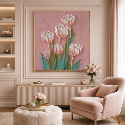 Blush Tulip Relief Painting #Kiss 73