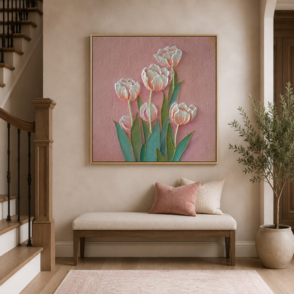 Blush Tulip Relief Painting #Kiss 73