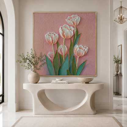 Blush Tulip Relief Painting #Kiss 73