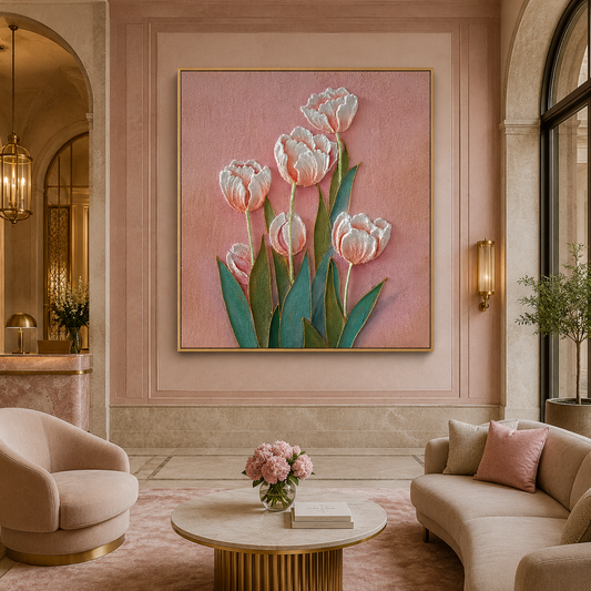Blush Tulip Relief Painting #Kiss 73