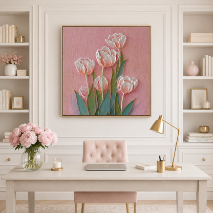 Blush Tulip Relief Painting #Kiss 73