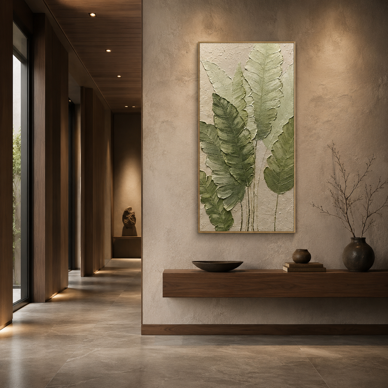 Green Botanical Relief Painting #Kiss 75