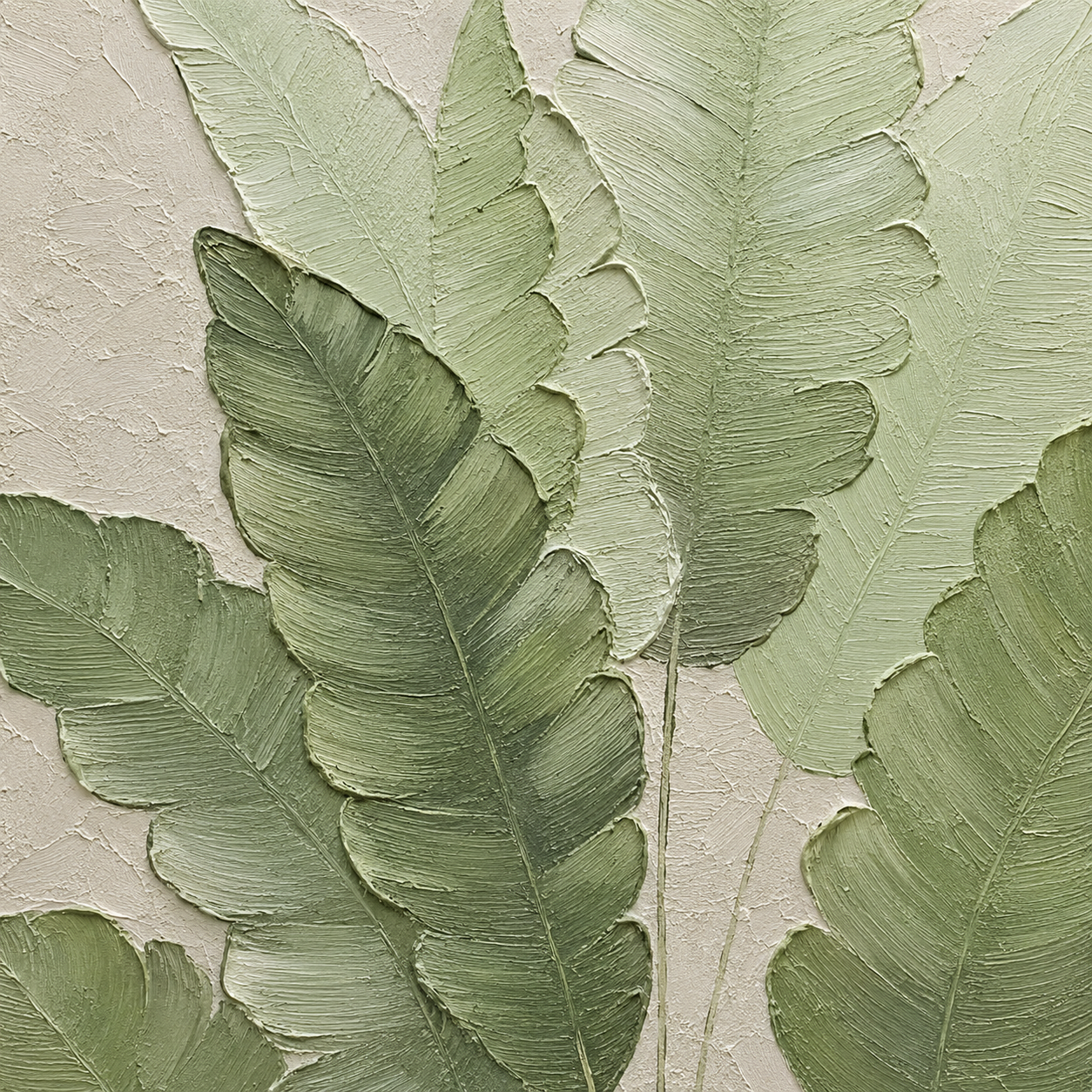 Green Botanical Relief Painting #Kiss 75