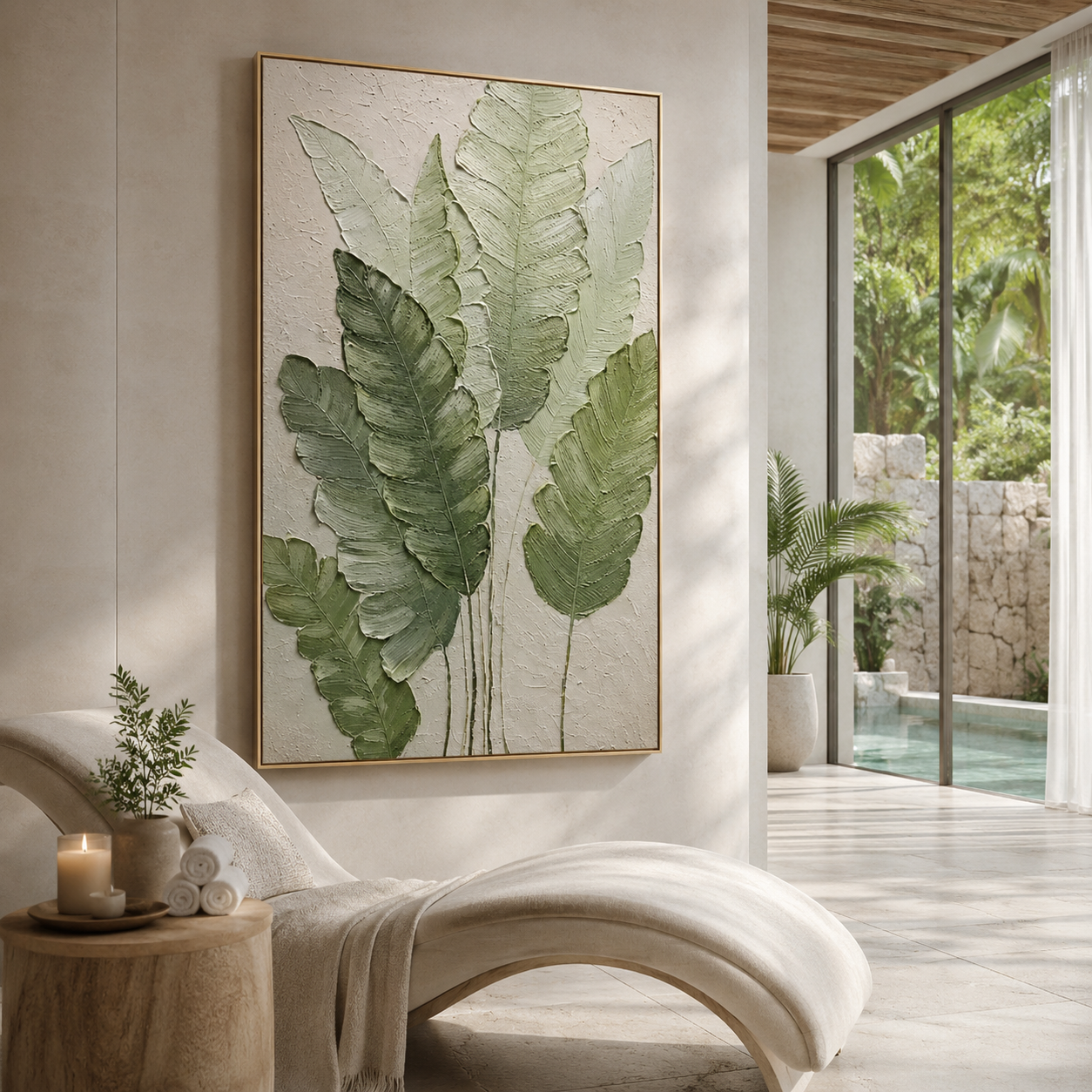 Green Botanical Relief Painting #Kiss 75