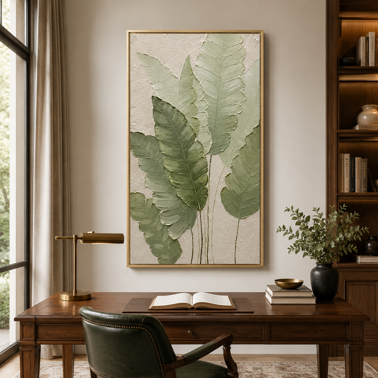 Green Botanical Relief Painting #Kiss 75