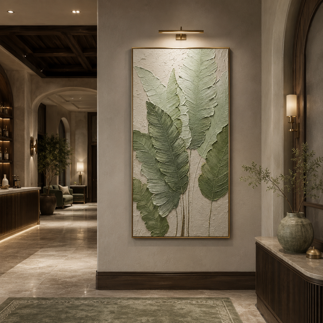 Green Botanical Relief Painting #Kiss 75