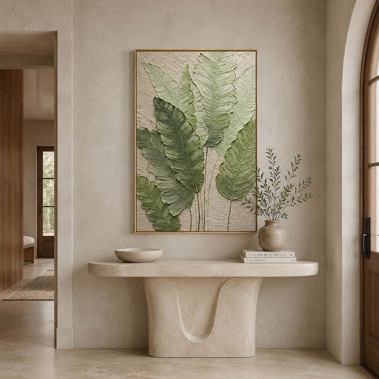 Green Botanical Relief Painting #Kiss 75