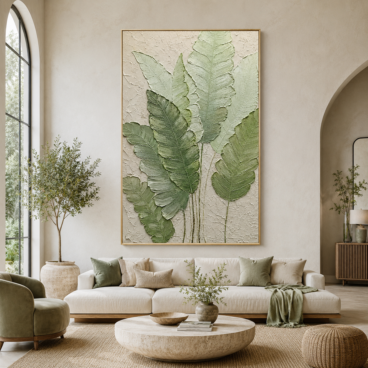 Green Botanical Relief Painting #Kiss 75