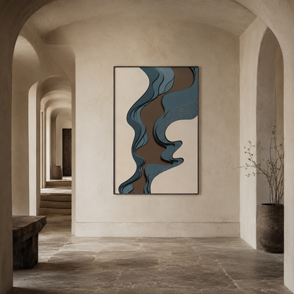 Blue Brown Wabi Sabi Abstract Painting #Kiss 77