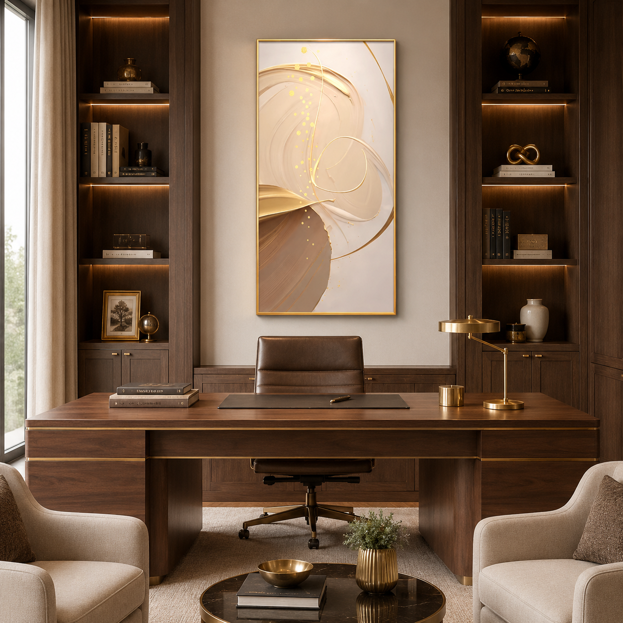 Golden Flow Abstract Painting #Kiss 78