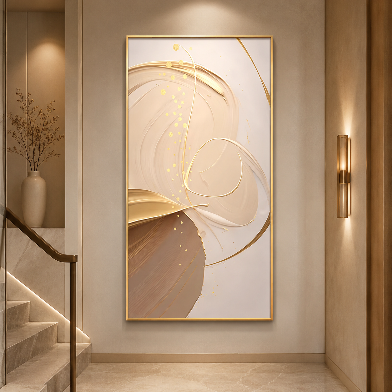 Golden Flow Abstract Painting #Kiss 78